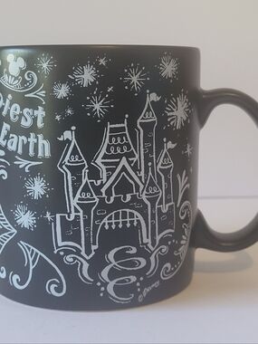 Disney Parks Black Chalkboard Mug Castle Believe In Magic Never Grow Up